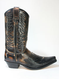 7013 Sendra Cowboy Boots Python Negro Denver Canela