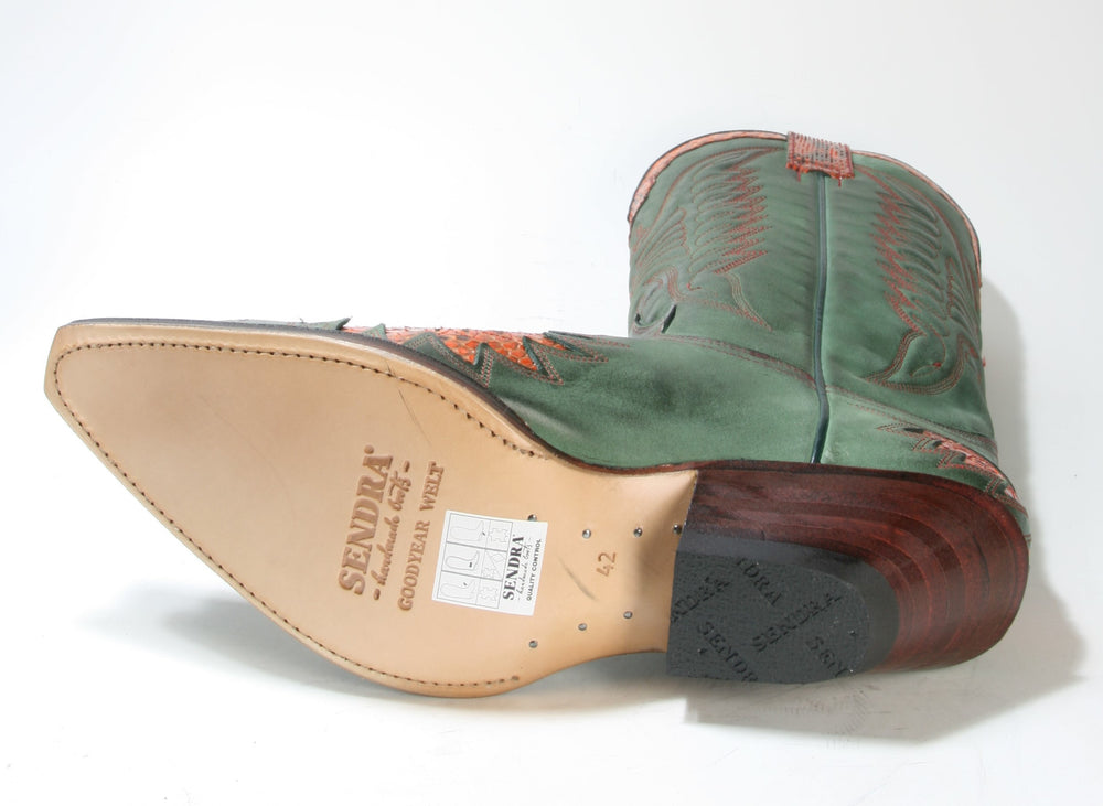 7106 Sendra Boots Cowboy Boots N. Verde Python Orange