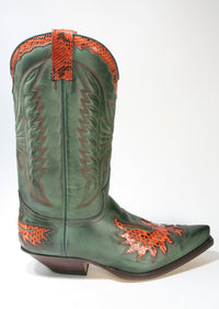 7106 Sendra Boots Cowboy Boots N. Verde Python Orange