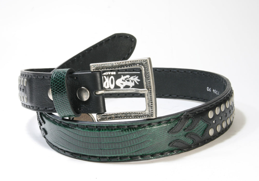 7304 Original Belts Belt Negro Iguana Verde