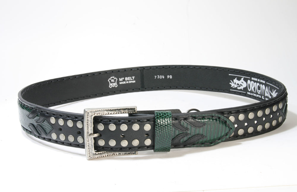 7304 Original Belts Belt Negro Iguana Verde