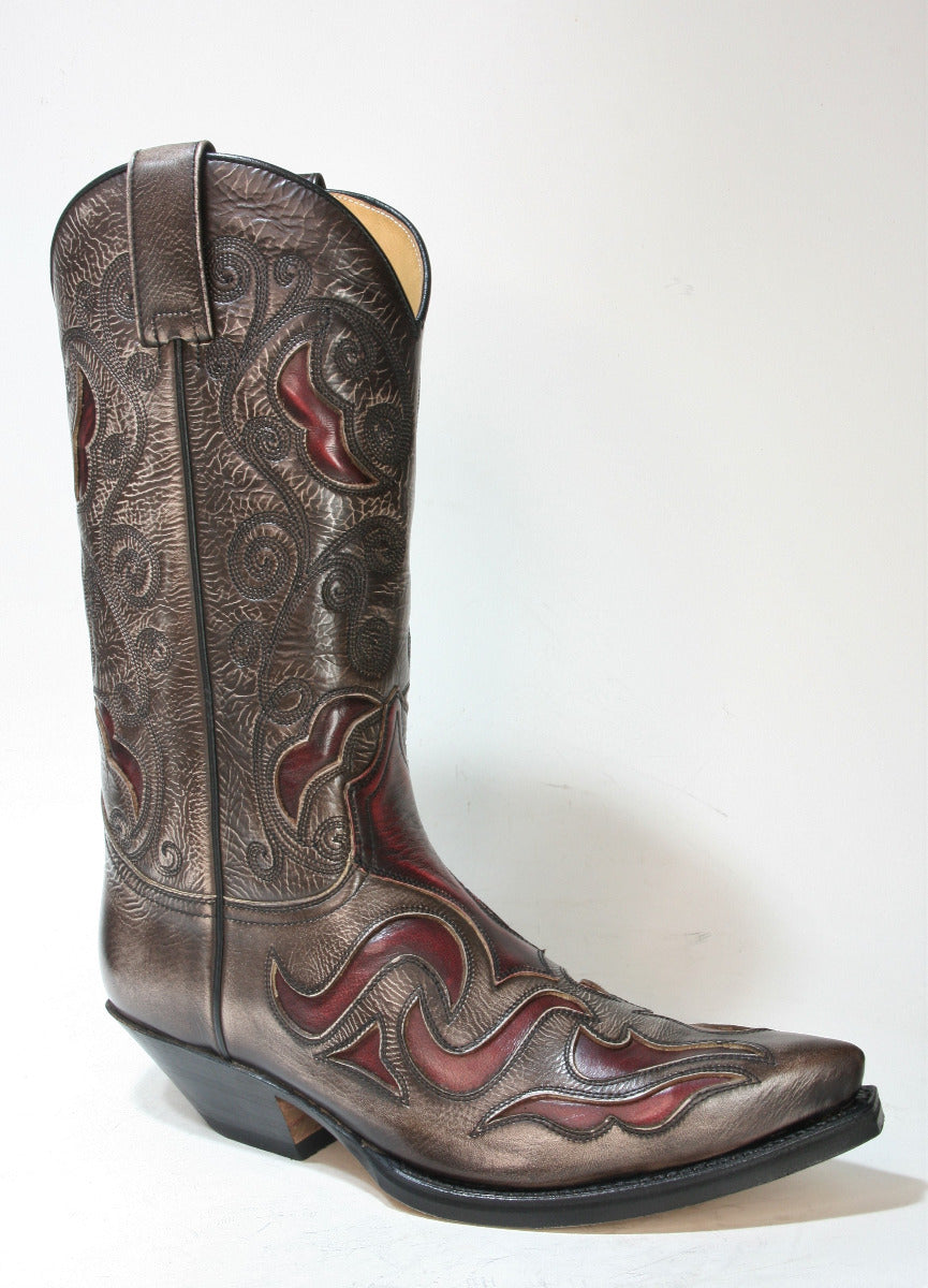 7428 Sendra Cowboystiefel Denver Marfil Rojo