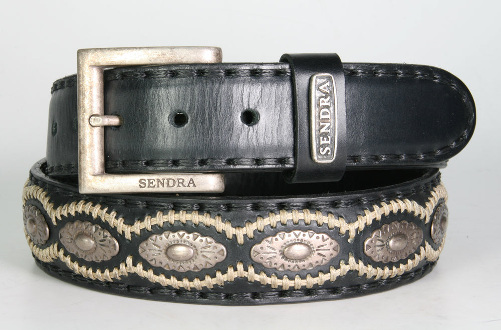 7606 Sendra Ledergürtel Negro mit Conchos