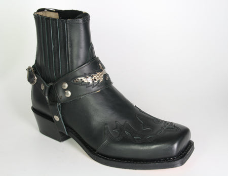 7811 Sendra Bikerboots STRONG Negro Flamme