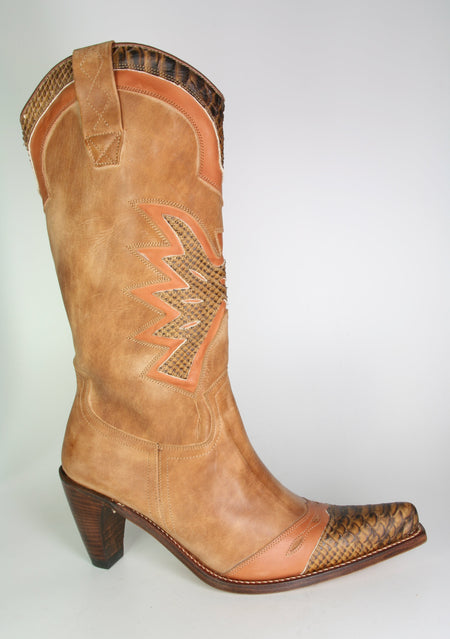 8241 Cowboystiefel Sancho Braun Python Imitation