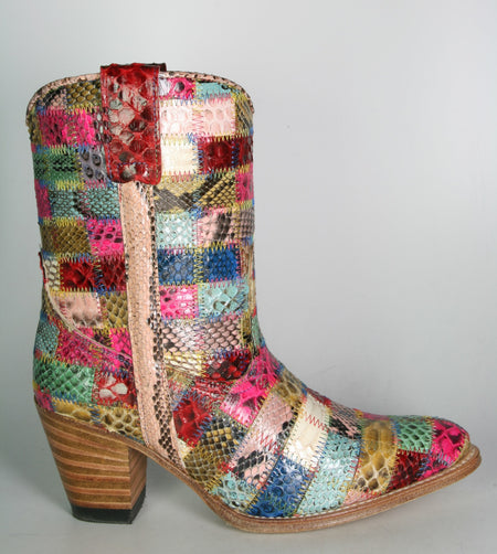 8507 Sendra Cowboystiefel Python Patchwork Color hoch