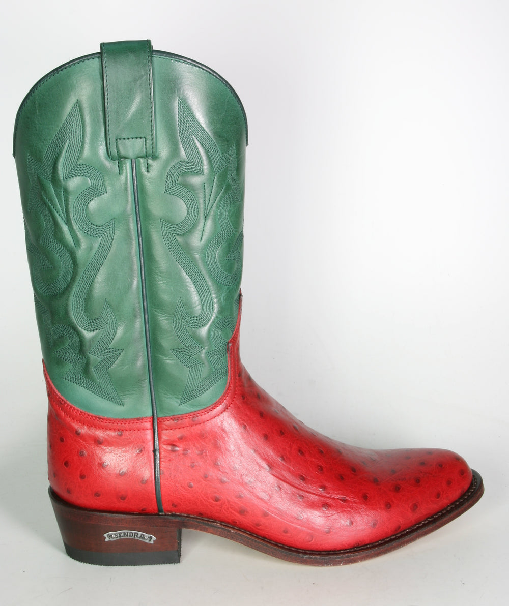 8589 Sendra Cowboystiefel LAZO Avestruz Imi. Rojo Verde