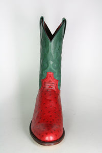 8589 Sendra Cowboystiefel LAZO Avestruz Imi. Rojo Verde