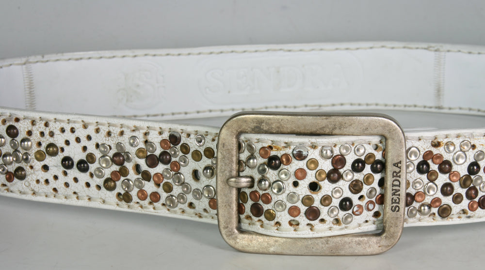 884 Sendra belt Cimarron Blanco with rivets
