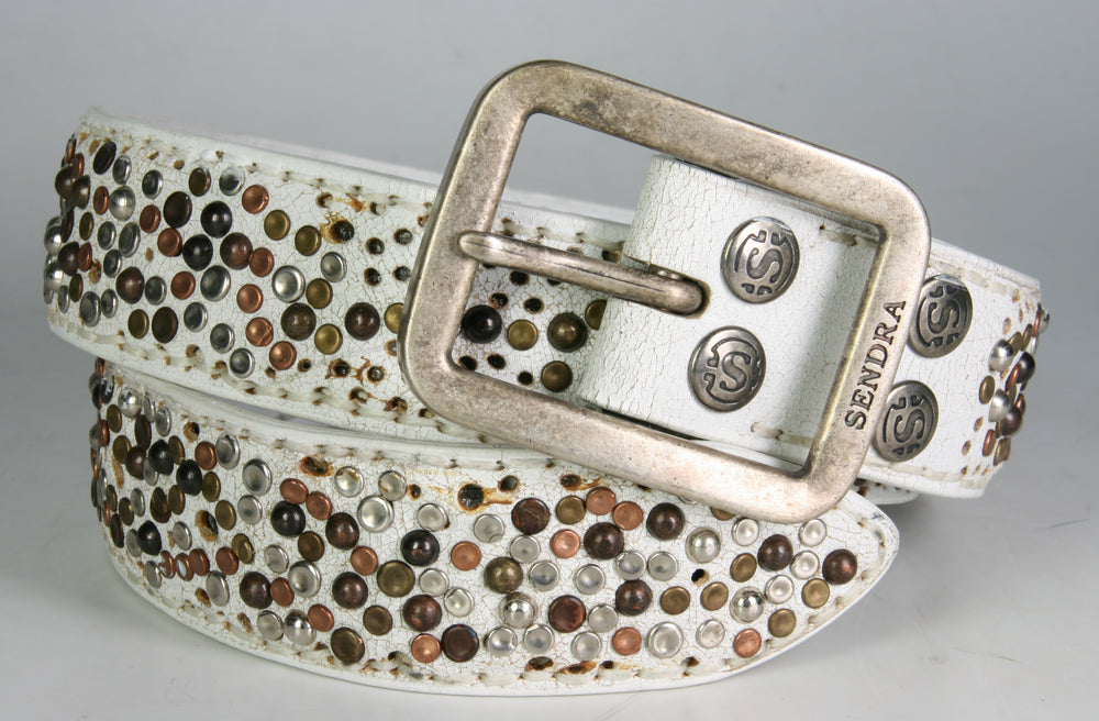 884 Sendra belt Cimarron Blanco with rivets