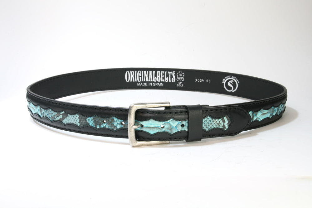 9024 Belt Negro Python Turquesa