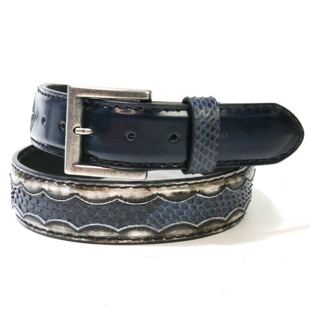 9085 Gürtel Original Belts Flor. Blanco Python Azul