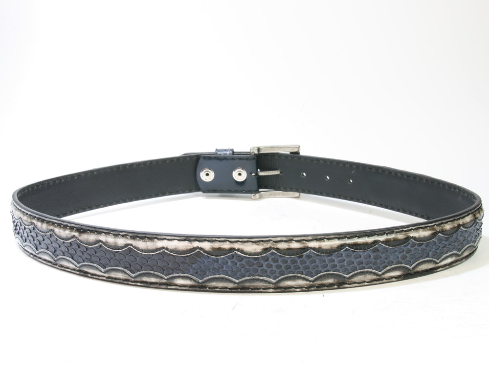 9085 Gürtel Original Belts Flor. Blanco Python Azul