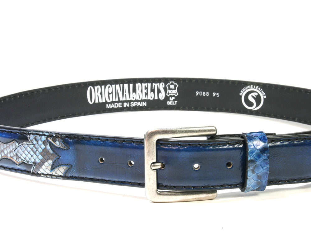 9088 Gürtel Original Belts Denver Azul Python