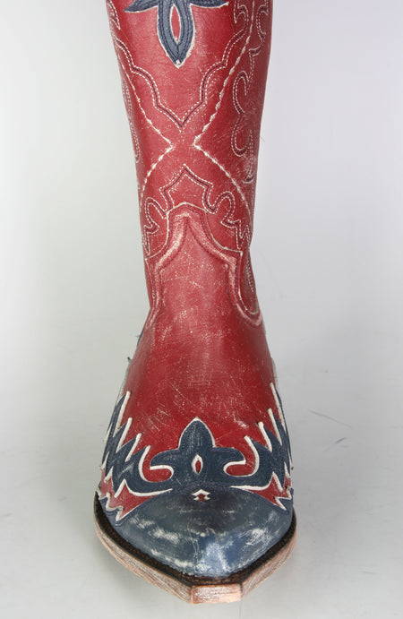 9669 Sendra Cowboystiefel Azul Rojo Vintage