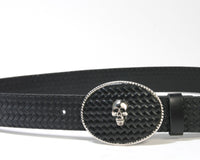 GS 32796 RB Wechselgürtel geflochten Black Totenkopf