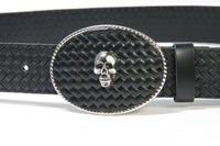 GS 32796 RB Wechselgürtel geflochten Black Totenkopf