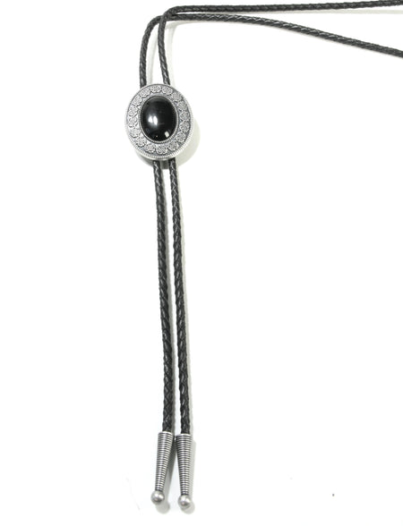 10036 Bolotie Westernkrawatte Kette mit schwarzem Stein