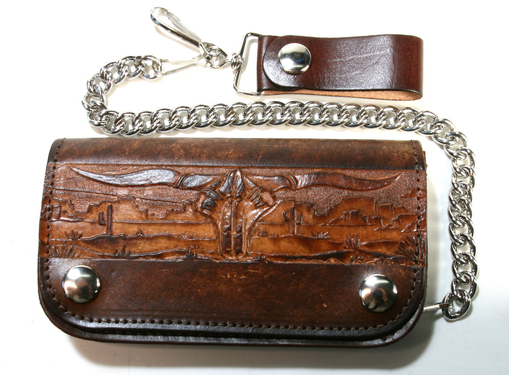 RB TW 18187 Biker Wallet Brown Longhorn