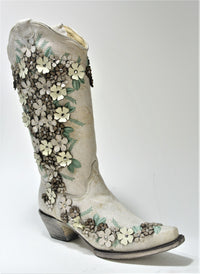 A3600 Corral Boots Cowboyboots White Flower