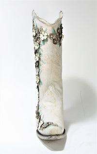 A3600 Corral Boots Cowboyboots White Flower
