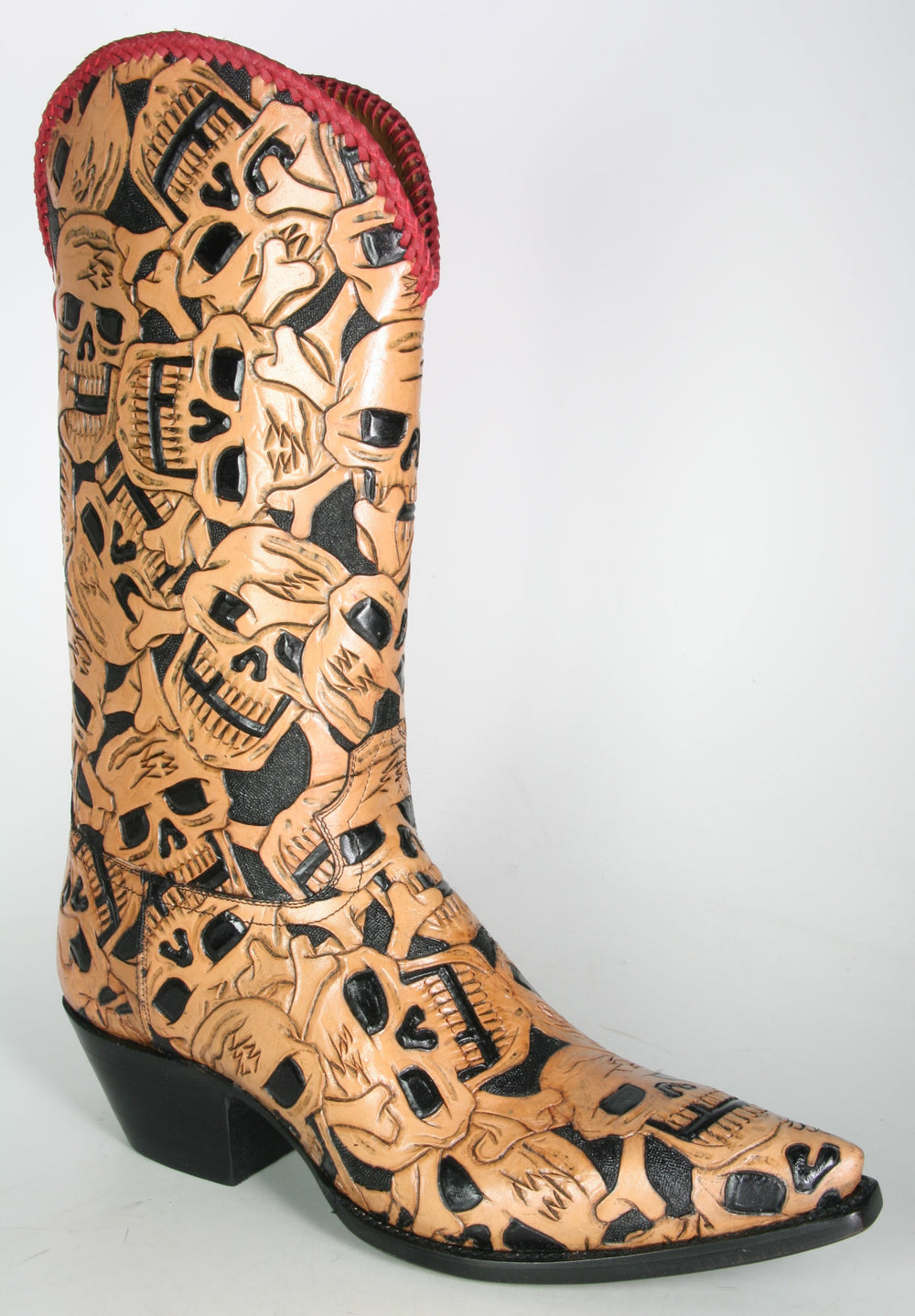 62 Caborca Cowboystiefel Muertos Totenköpfe rot