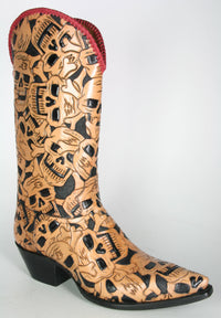 62 Caborca Cowboystiefel Muertos Totenköpfe rot