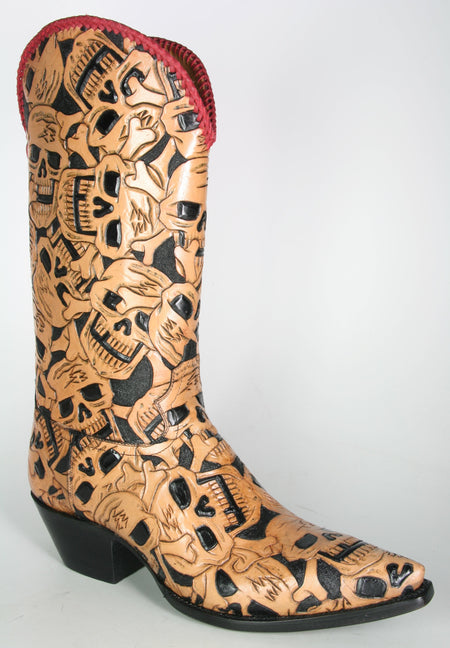 62 Caborca Cowboystiefel Muertos Totenköpfe rot