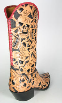 62 Caborca Cowboystiefel Muertos Totenköpfe rot