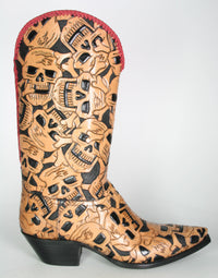 62 Caborca Cowboystiefel Muertos Totenköpfe rot