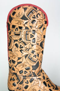 62 Caborca Cowboystiefel Muertos Totenköpfe rot