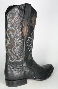 2C01 Cuadra cowboy boots ostrich leather black
