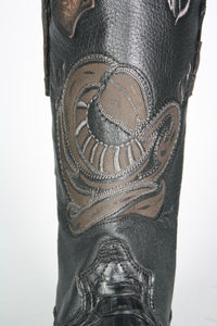 2C01 Cuadra cowboy boots python leather black