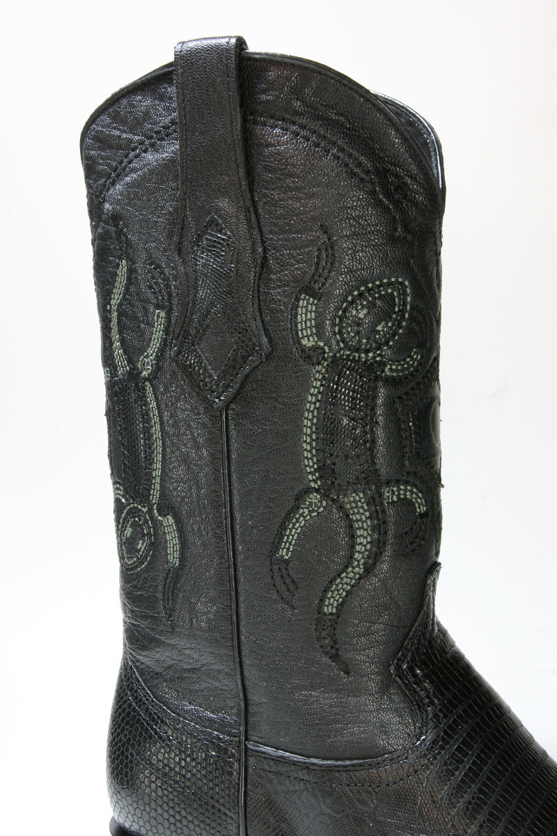 3C01 Cuadra Cowboystiefel Echsenleder Black spitz