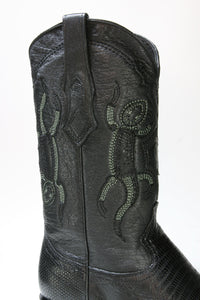 3C01 Cuadra Cowboystiefel Echsenleder Black spitz