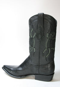 3C01 Cuadra Cowboystiefel Echsenleder Black spitz