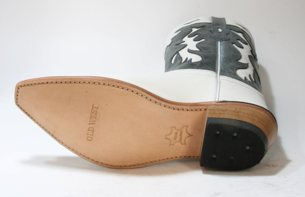 LF1626 OLD WEST Cowboystiefel Silver Oaks White Blue