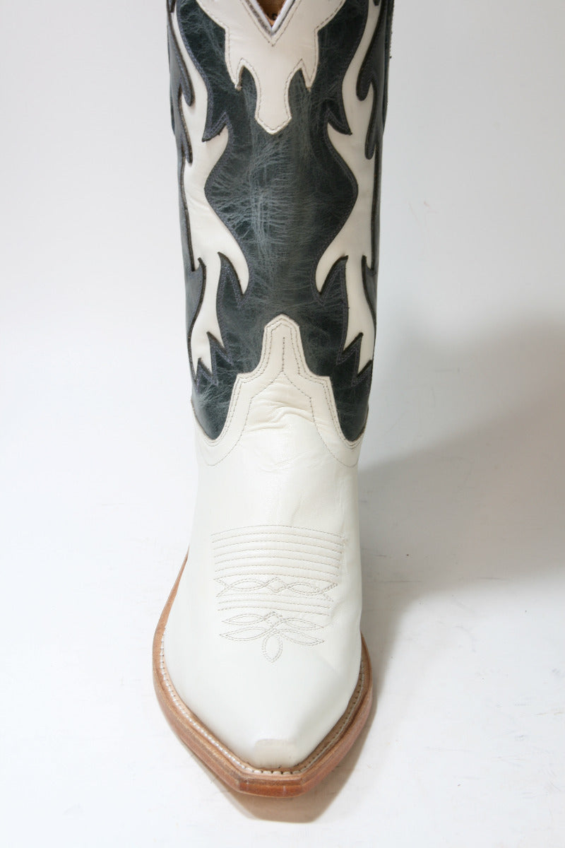 LF1626 OLD WEST Cowboystiefel Silver Oaks White Blue