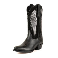 2666 Mayura Cowboystiefel Wings Black Nappa Black Split Suede