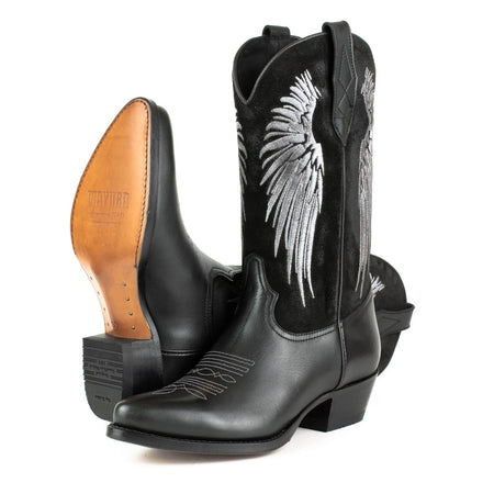 2666 Mayura Cowboystiefel Wings Black Nappa Black Split Suede