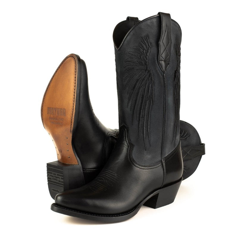 2666 Mayura cowboy boots WINGS Black Afelpado