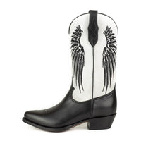 2666 Mayura cowboy boots WINGS Black Nappa White Split Suede