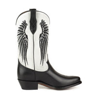 2666 Mayura cowboy boots WINGS Black Nappa White Split Suede