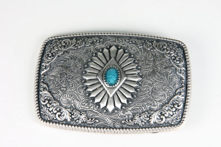 S32213 Buckle Gürtelschnalle versilbert Türkis