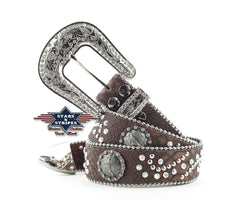 Gürtel Stars and Stripes stone 01 Brown