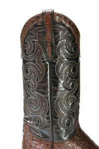 TEXAS cowboy boots Sendra Mexico Caiman Cola Chocolate