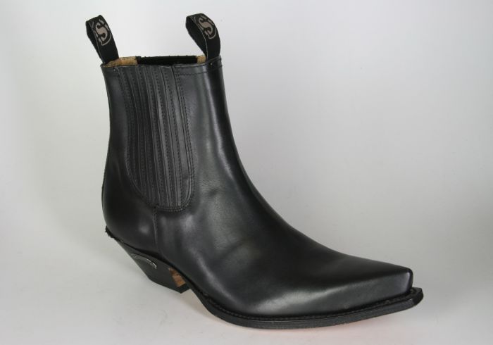 Sendra Boots 12090 Negro Damen Stiefelette Lederstiefel High Heels Schwarz 