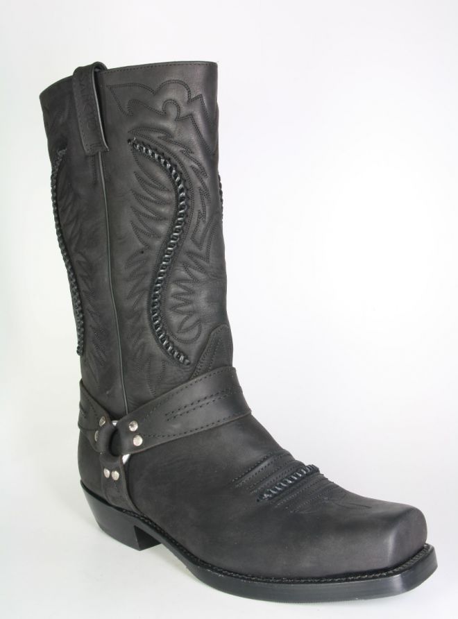 Black biker boots for men discount