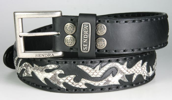 8323 Sendra Gürtel Negro Python Natural Ledergürtel Wechselgürtel 