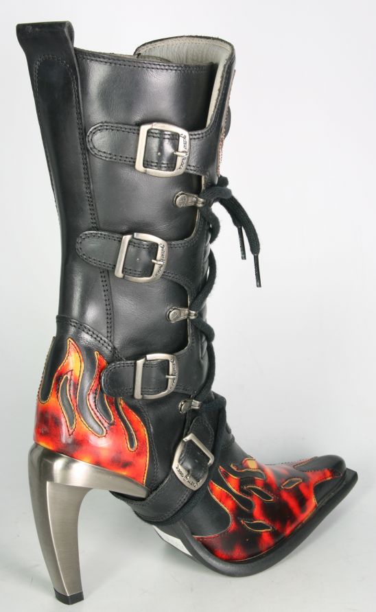 Boots By Boots 9591 New Rock Stiefel Black Flames red Ladies SALE